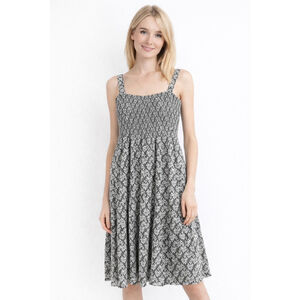 Women's LOFT Green & White Floral Smocked Mini Dress M